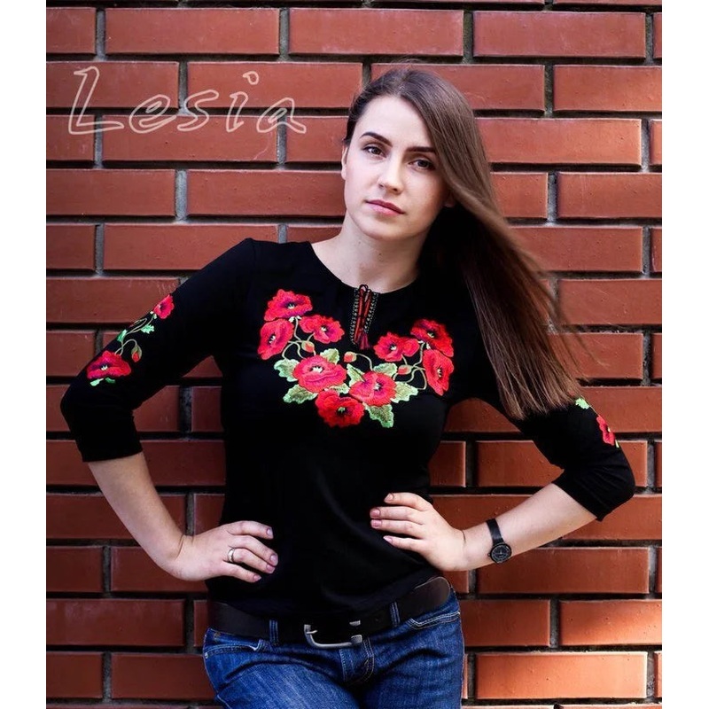Ladies  sleeve Poppy Fields shirt