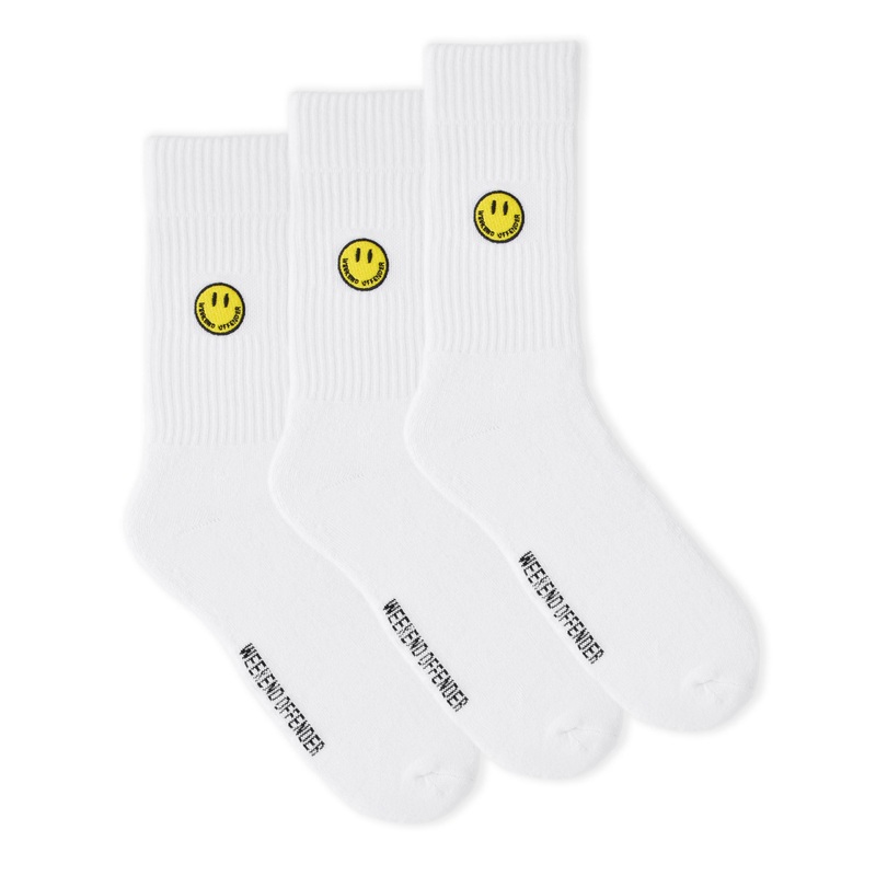 Smiley Sports Socks White|Pack of 3|White