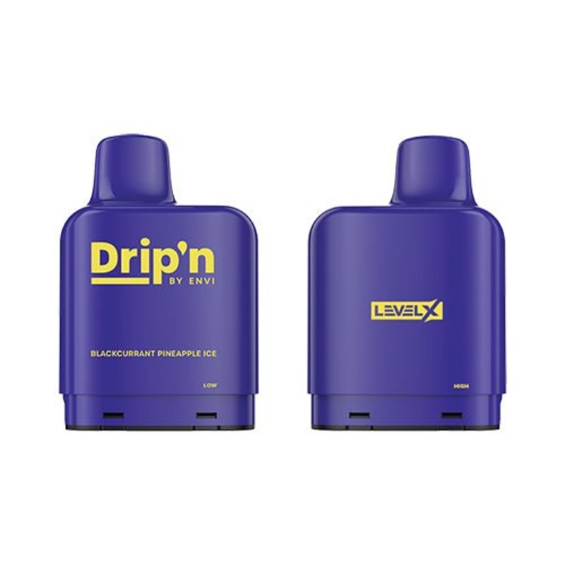 Drip’n Level X 14mL 7K Pods|Blackcurrant Pineapple Ice|Blue Razz|Electric Fruit Blast|Grape Ice|Green Apple|Hawaiian Storm Ice|Kiwi Guava Passionfruit Ice|Lush Ice (Watermelon)|Mango Peach Watermelon|Peach Blue Razz Ice|Raspberry Buzz Ice|Raspberry Peach