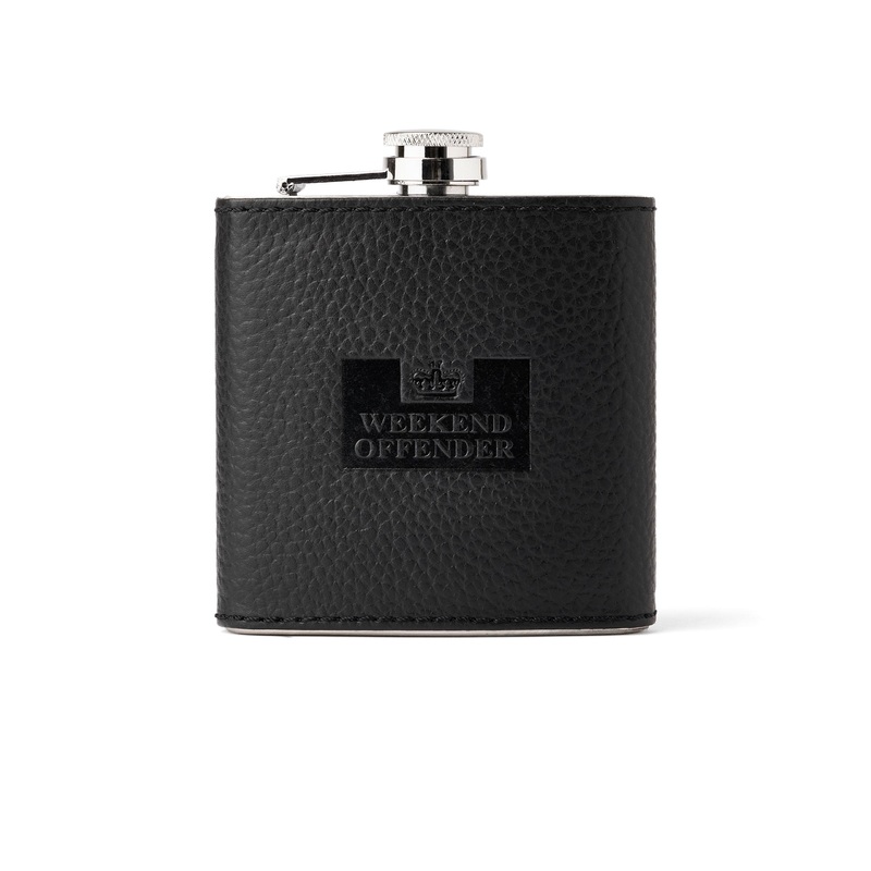 Leather Hip Flask With Gift Box Black