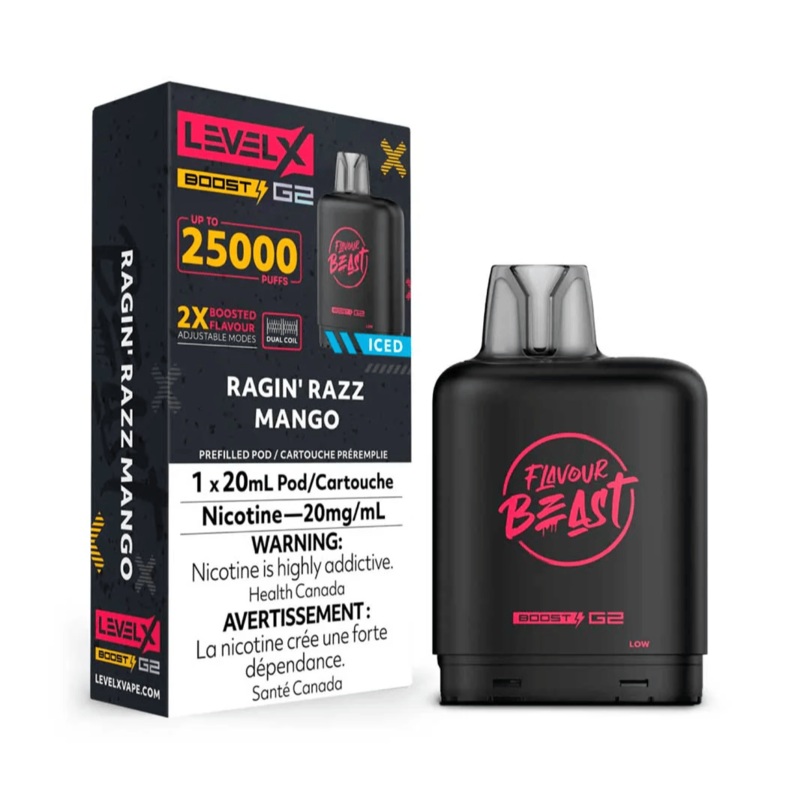 Flavour Beast Level X Boost G2 25k – Ragin’ Razz Mango Iced