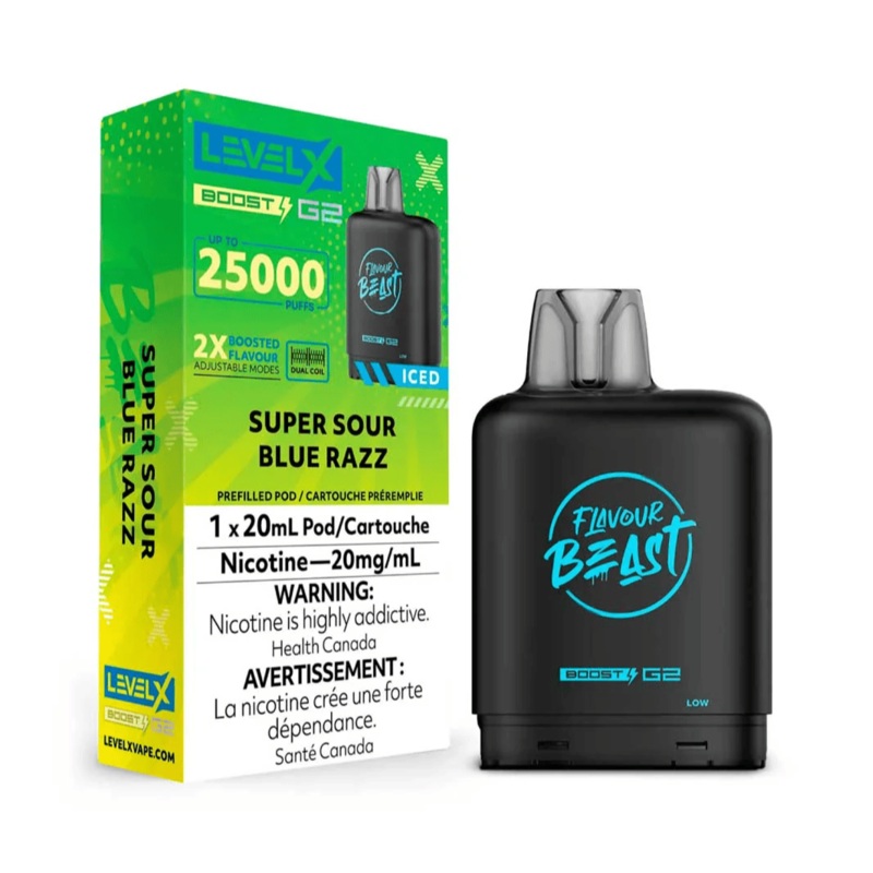 Flavour Beast Level X Boost G2 25k – Super Sour Blue Razz Iced