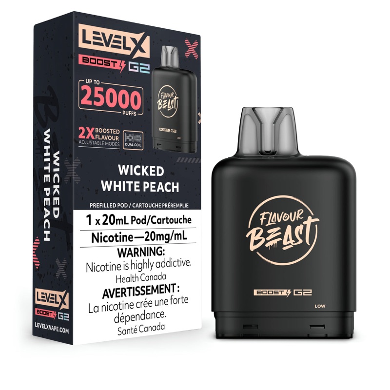Flavour Beast Level X Boost G2 25k – Wicked White Peach