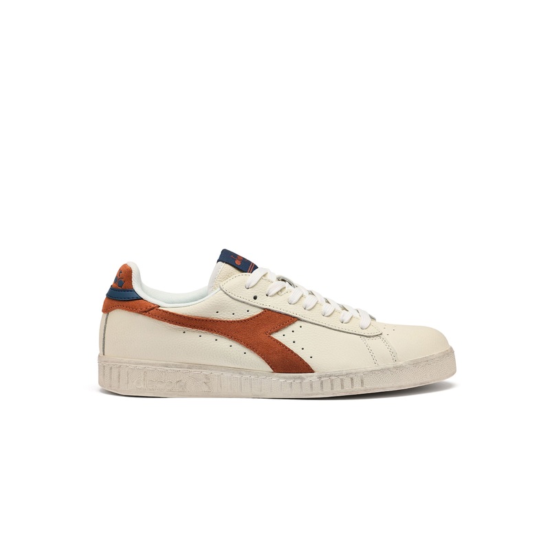 Diadora Game L Low Waxed Suede Pop Trainers White/Rust