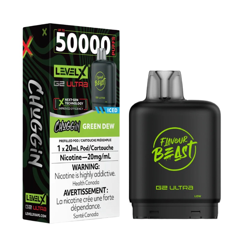 Flavour Beast Level X G2 Ultra 50k – Chuggin’ Green Dew Iced