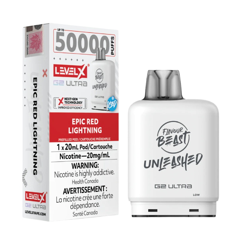 Flavour Beast Unleashed Level X G2 Ultra 50k – Epic Red Lightning Iced