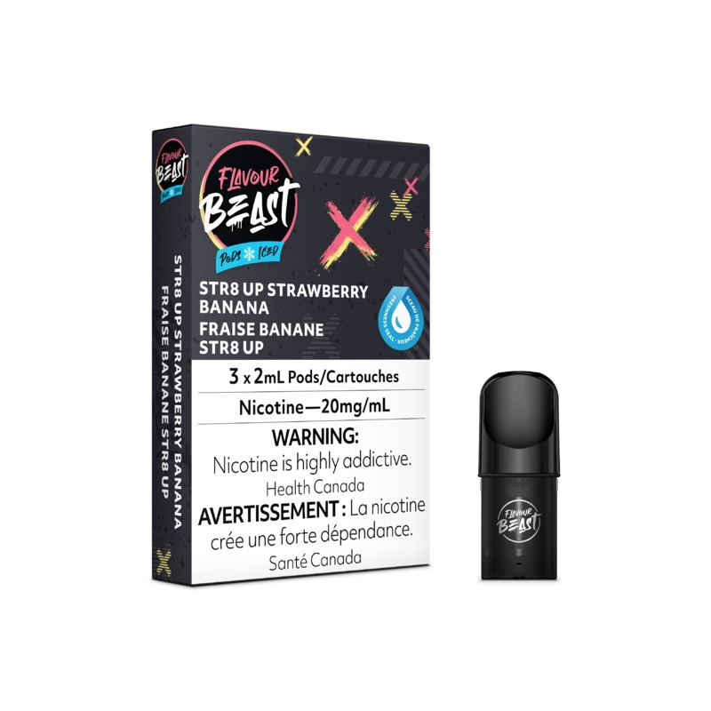 Flavour Beast Pod Pack – Str8 Up Strawberry Banana Iced