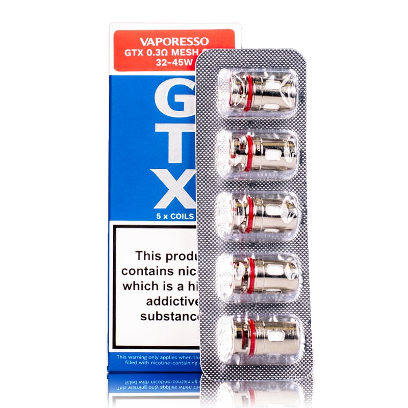 Vaporesso GTX Coils (5 Pack)|MESHED 0.15OHM|MESHED 0.2OHM|MESHED 0.3OHM|MESHED 0.6OHM|MESHED 0.8OHM|REGULAR 1.2OHM|MESH 1.2OHM