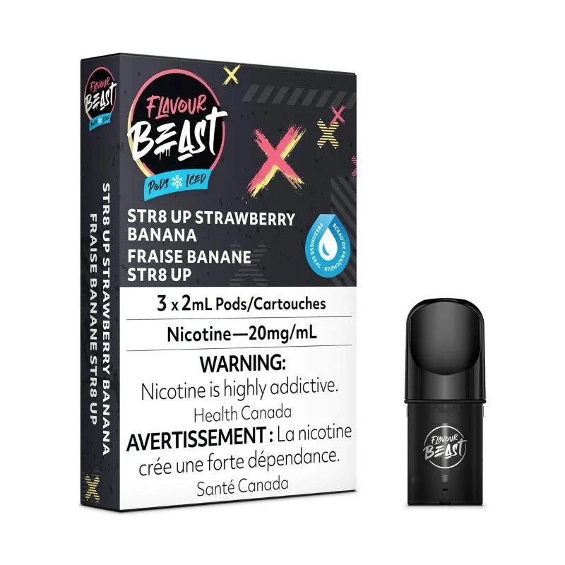 Flavour Beast STR8 Up Strawberry Banana Iced Pods