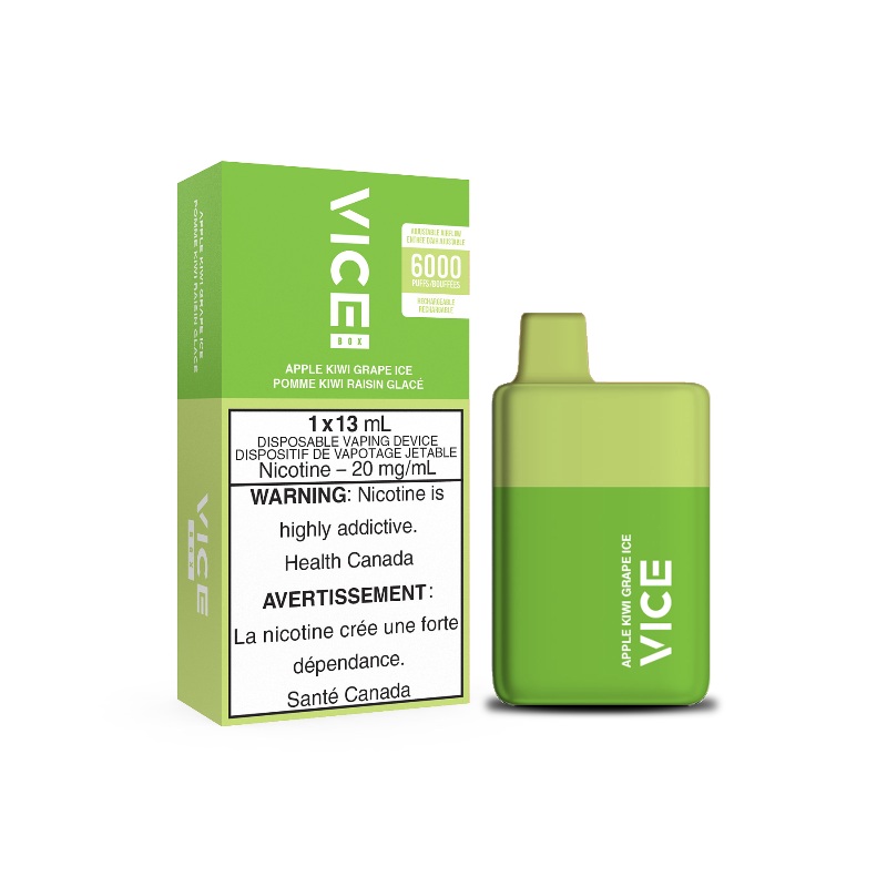 Vice Box Apple Kiwi Grape Ice Disposable Vape Rechargable (6000 Puff)