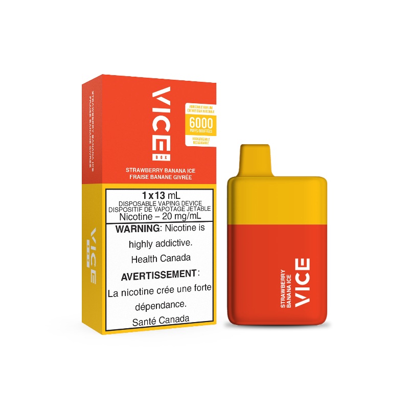Vice Box Strawberry Banana Ice Disposable Vape Rechargable (6000 Puff)