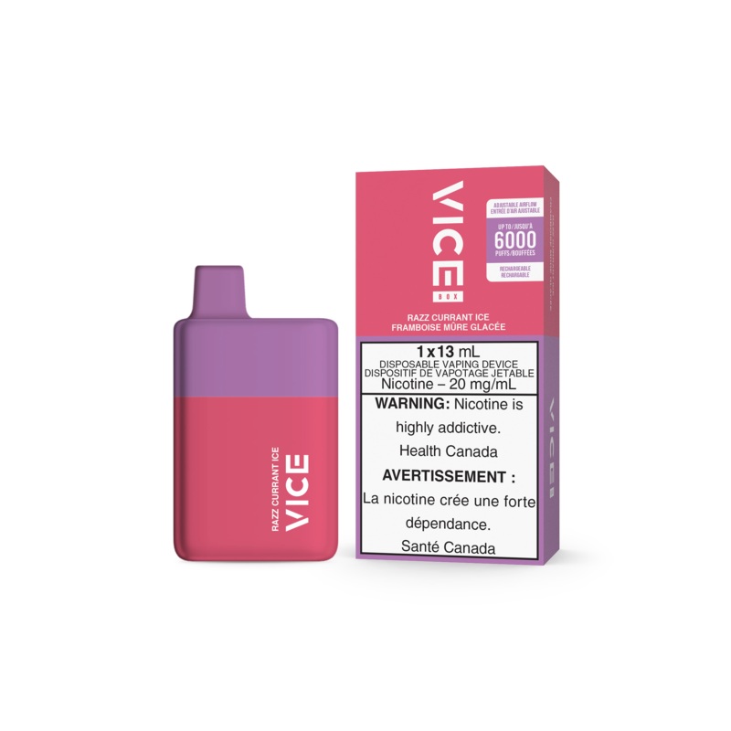 Vice Box Razz Currant Ice Disposable Vape Rechargable (6000 Puff)