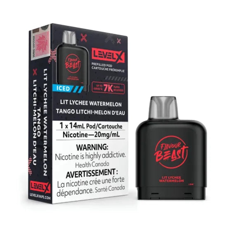 Flavour Beast – 7000 Level X Pod – Lit Lychee Watermelon Iced