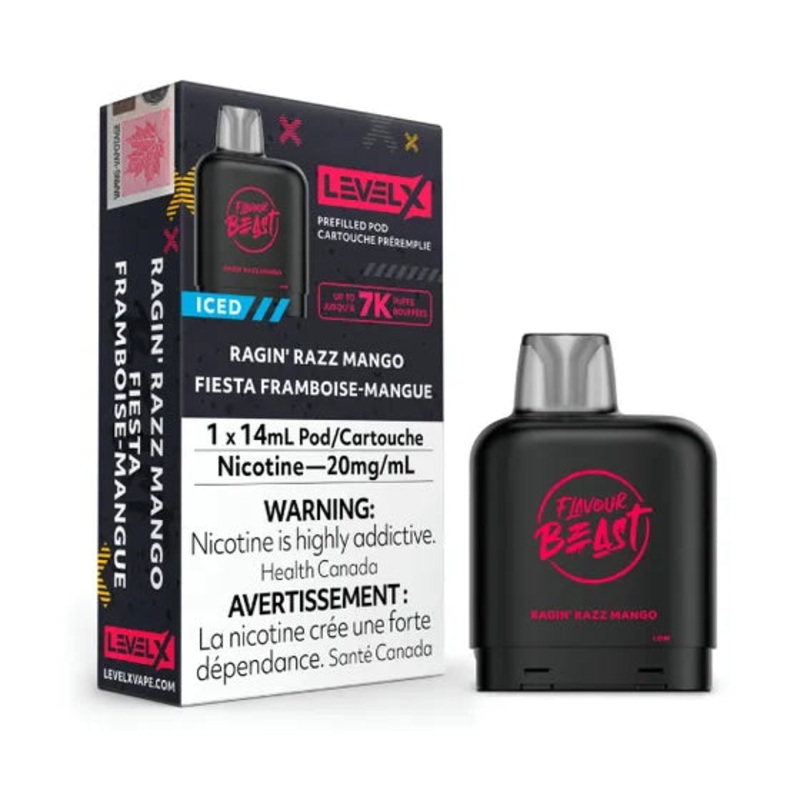 Flavour Beast – 7000 Level X Pod – Ragin’ Razz Mango Ice