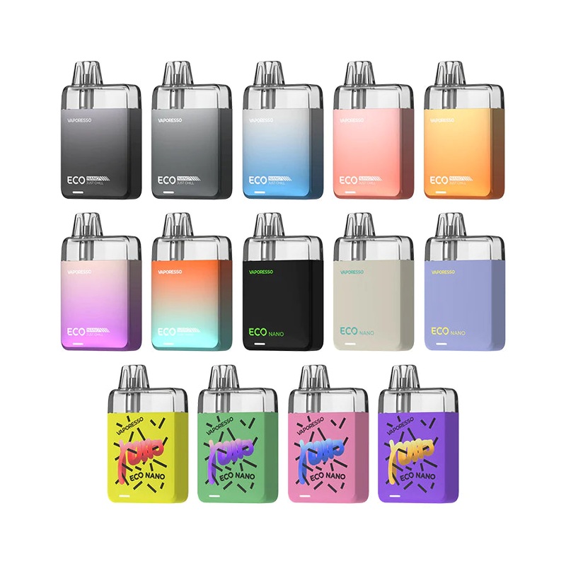 Vaporesso Eco Nano Kit|Black Truffle|Foggy Blue|Ivory White|Midnight Black|Phantom Blue|Sakura Pink|Sparkling Purple|Sunrise Orange|Sunset Gold|Universal Grey|Peach Pink|Colorflow|Nebula