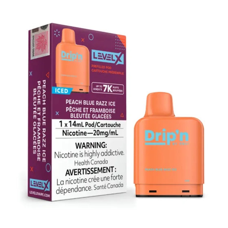 Drip’N – 7000 Level X Pod – Peach Blue Razz Ice