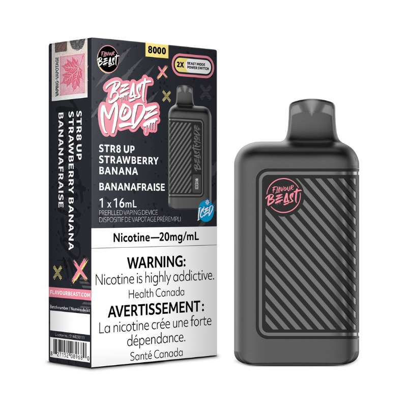 Beast Mode 8K Str8 Up Strawberry Banana Iced Disposable Vape