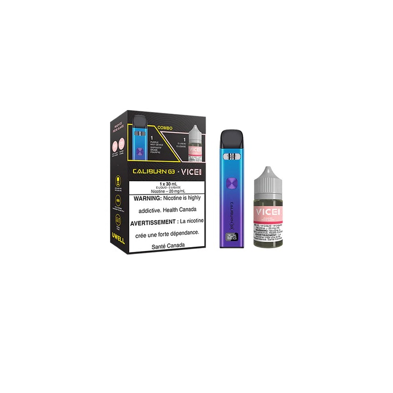 Uwell Caliburn G3 Pod Kit Purple Mist + Vice Salt – Peach Berry Bundle