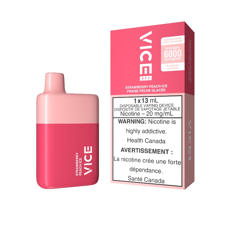 Vice Box Strawberry Peach Ice Disposable Vape Rechargable (6000 Puff)