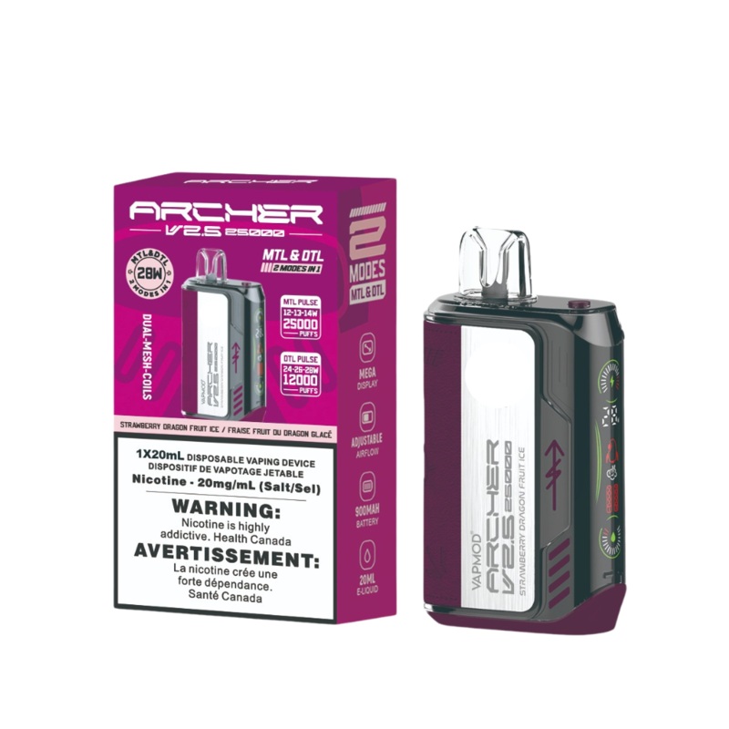 Archer Vapmod 25K Strawberry Dragon Fruit Ice Disposable Vape