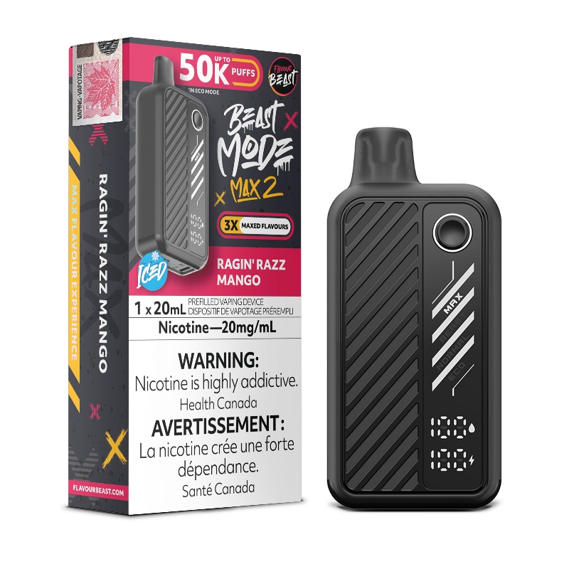 Beast Mode Max 2 50K Ragin’ Razz Mango Iced By Flavour Beast