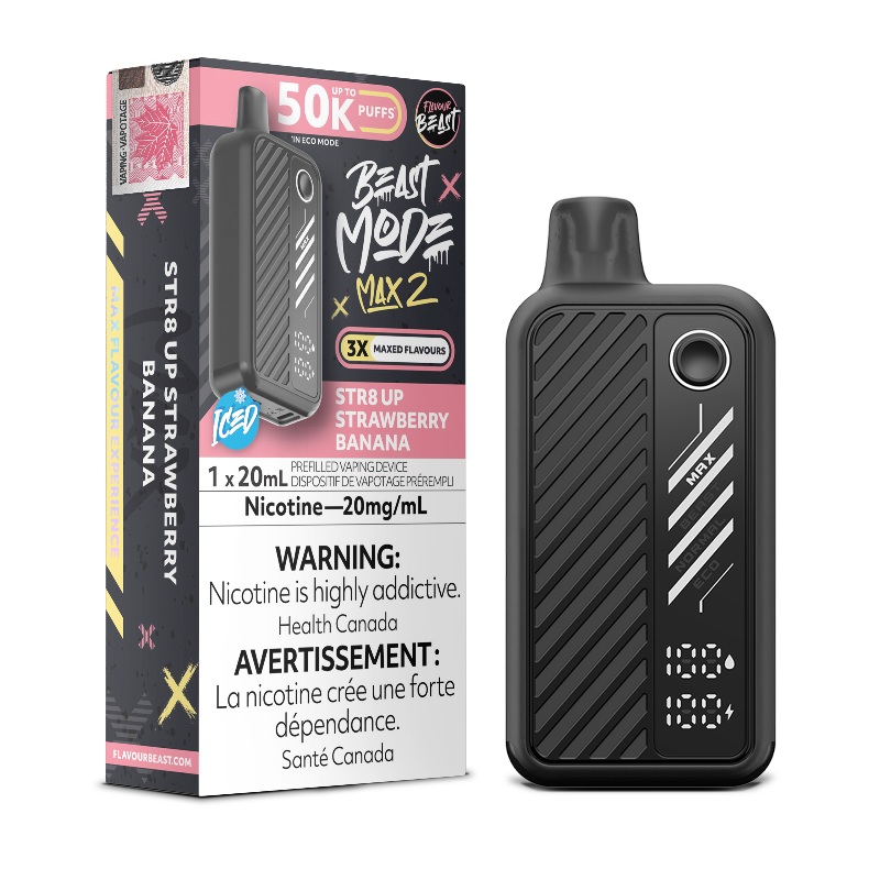 Beast Mode Max 2 50K STR8 UP Strawberry Banana Ice By Flavour Beast