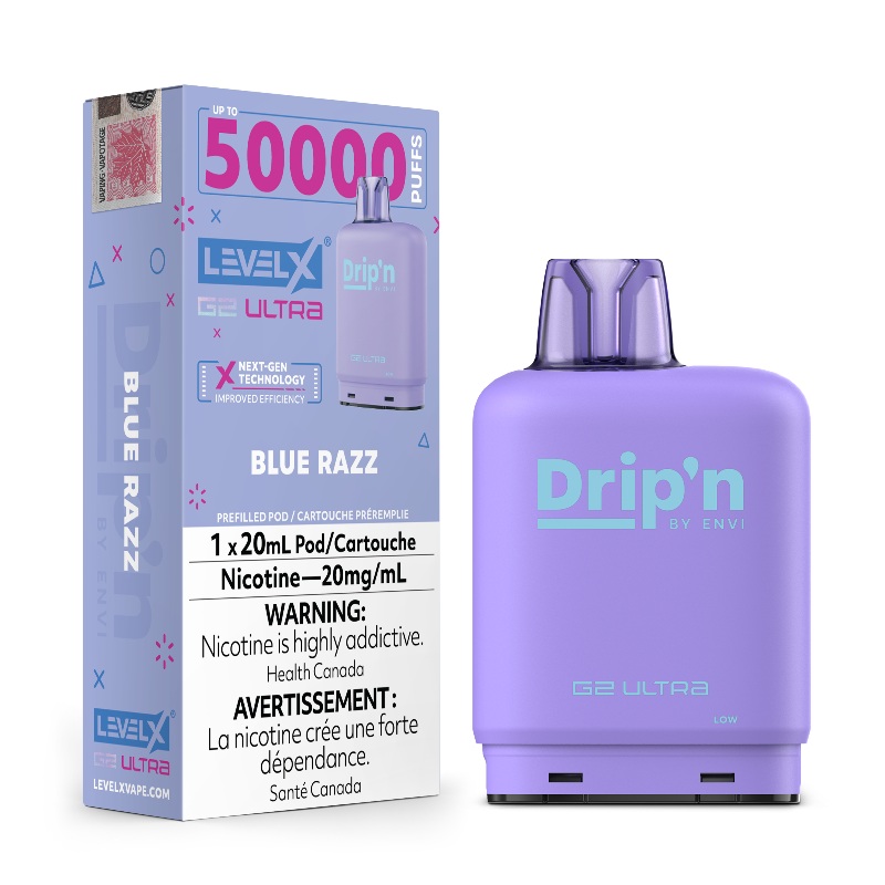 Level X G2 Ultra Drip’n Pods – Blue Razz, 50K Puffs