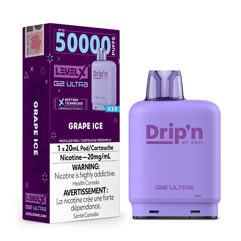 Level X G2 Ultra Drip’n Pods – Grape Ice, 50K Puffs