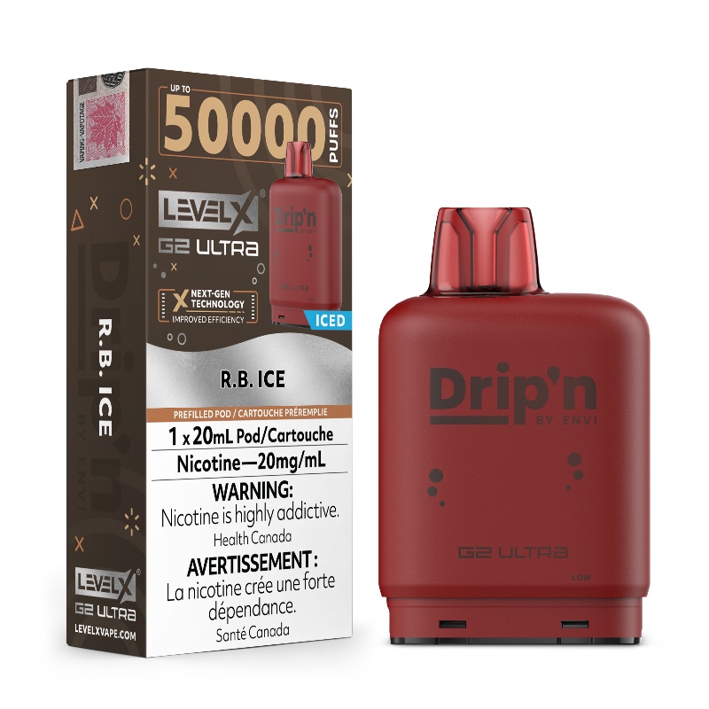 Level X G2 Ultra Drip’n Pods – R.B Ice, 50K Puffs