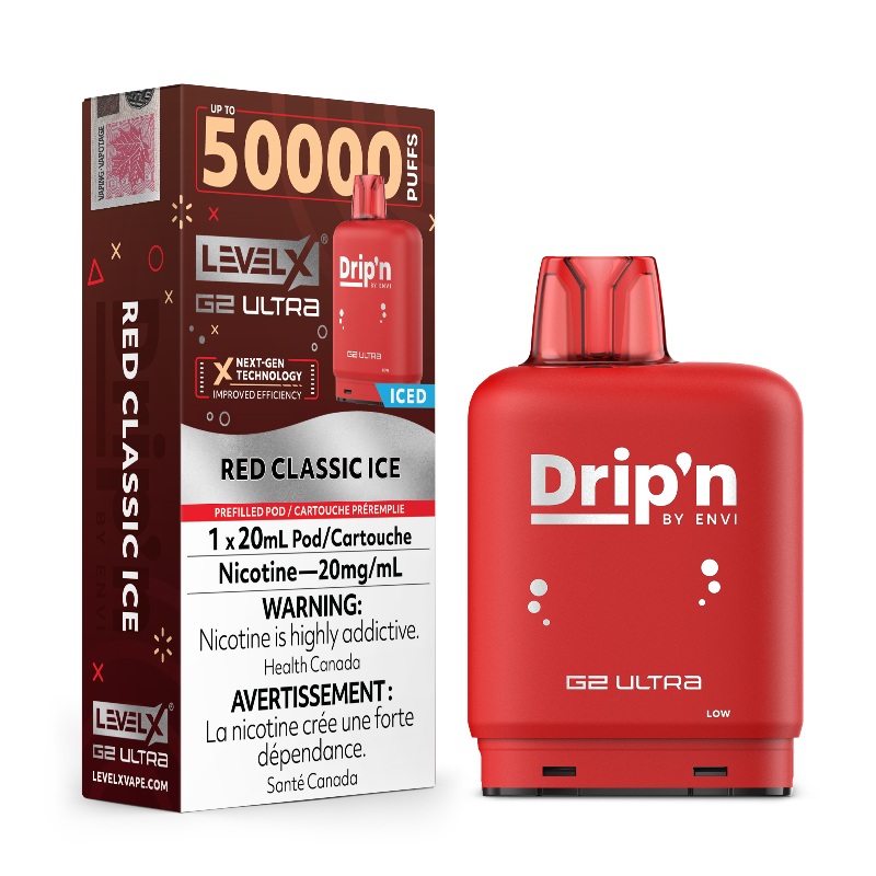 Level X G2 Ultra Drip’n Pods – Red Classic Ice, 50K Puffs