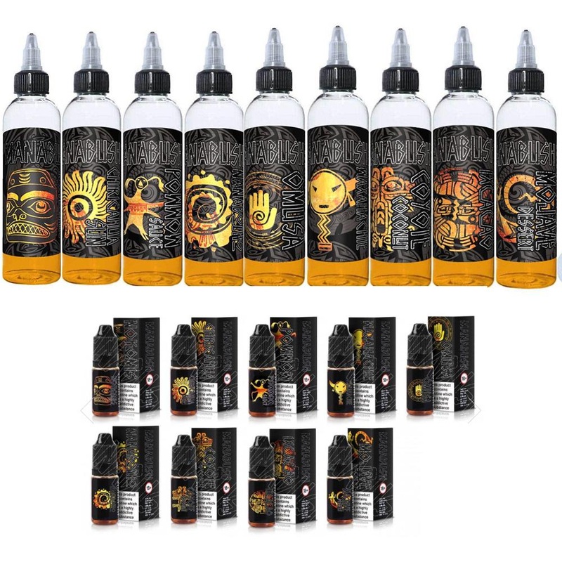 The Nokomis Full Range in 50ml Shortfill with 10ml each of the same flavours in 18mg