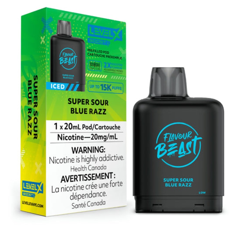 Flavour Beast – Boost 25K Level X Pod – Super Sour Blue Razz Iced – AB