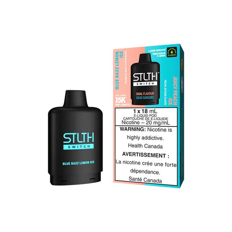 STLTH Switch Pod – Blue Razz Lemon Ice and Juicy Peach Ice – AB