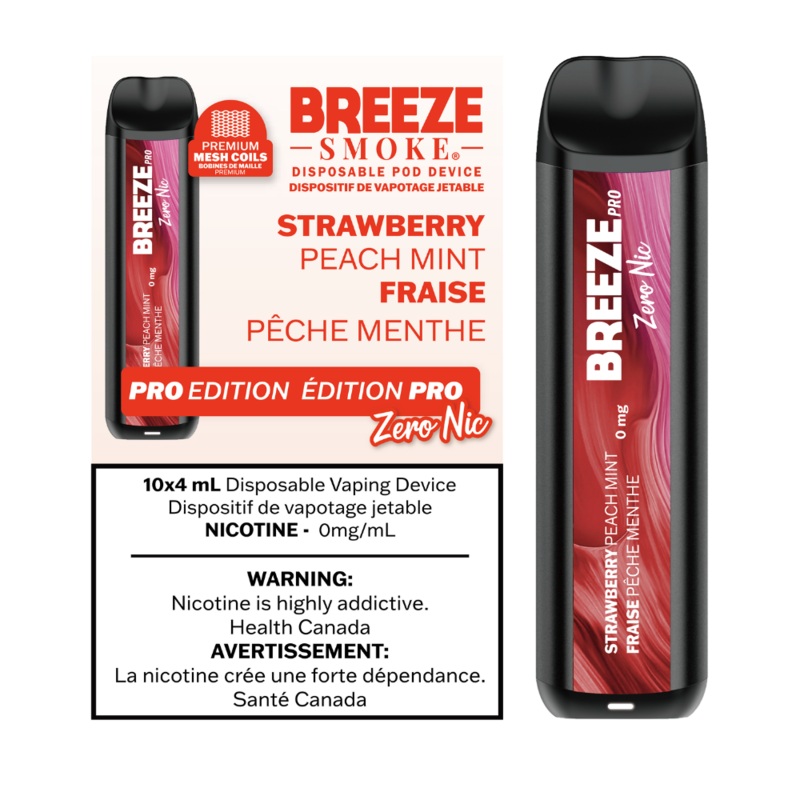BREEZE PRO ZERO NIC </BR> STRAWBERRY PEACH MINT
