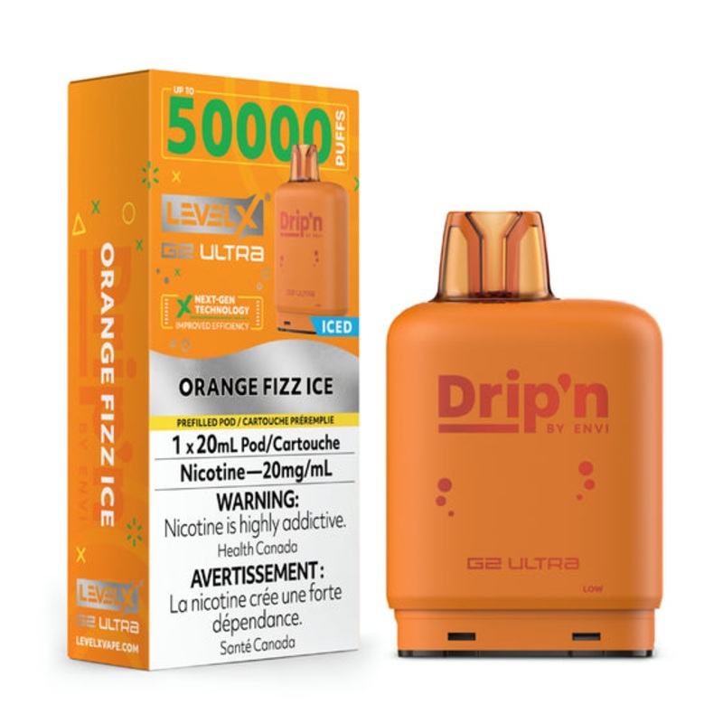 Drip’N – Ultra 50K Level X Pod – Orange Fizz Ice – AB