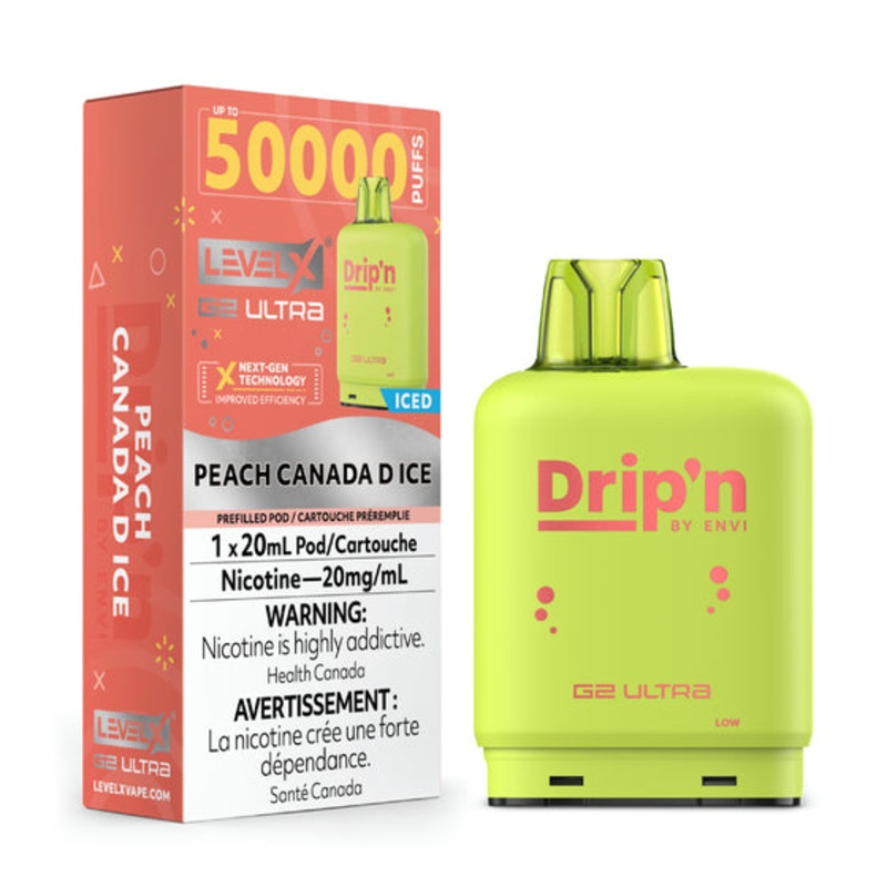 Drip’N – Ultra 50K Level X Pod – Peach Canada D Ice – AB