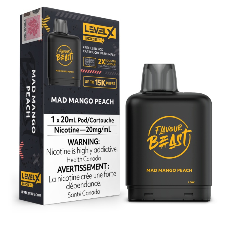 Mad Mango Peach by Level X Flavour Beast Boost – Closed Pod System (25K Puff) [ON]