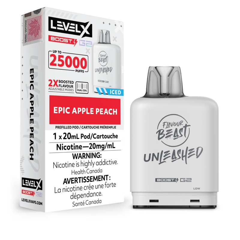 Epic Apple Peach by Level X Flavour Beast Unleashed Boost G2 – Closed Pod System (25K Puff) [ON]