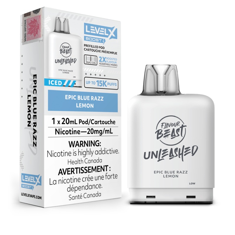 Epic Blue Razz Lemon by Level X Flavour Beast Unleashed Boost – Closed Pod System (25K Puff) [ON]