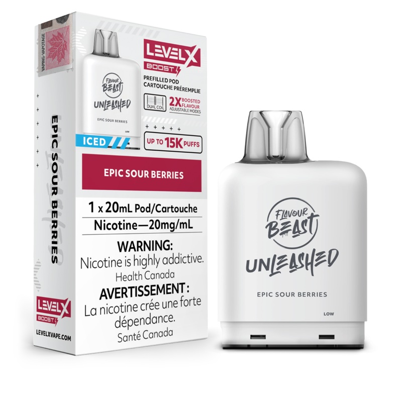Epic Sour Berries by Level X Flavour Beast Unleashed Boost – Closed Pod System (25K Puff) [ON]