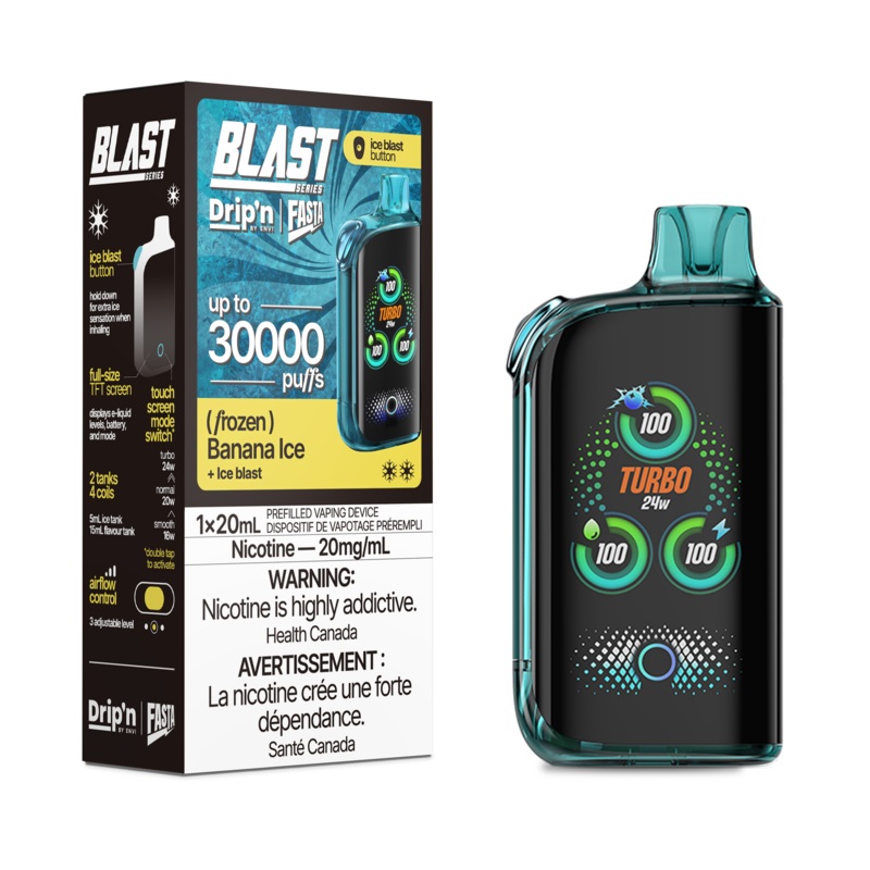 Banana Ice by Envi Drip’n Fasta Blast 30K – Disposable Vape [ON]
