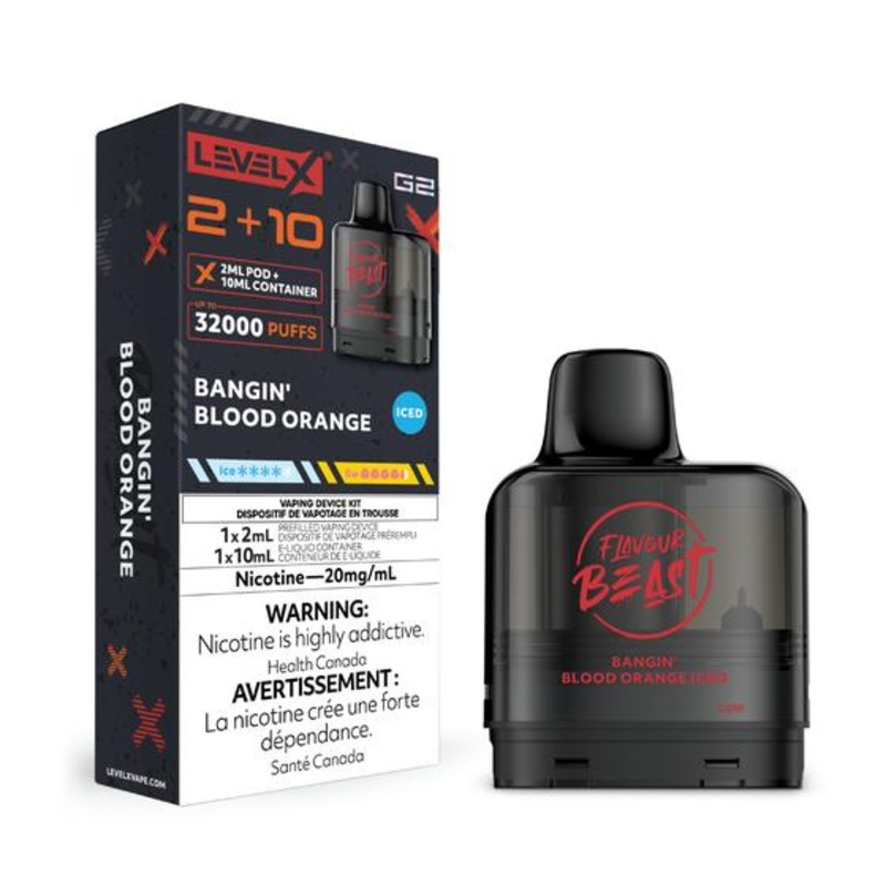 [Vape Pods] Level X G2 Flavour Beast Pod 2+10mL – Bangin’ Blood Orange Iced