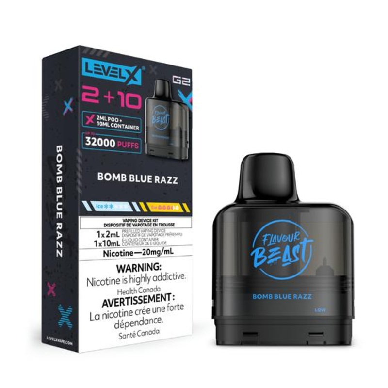 [Vape Pods] Level X G2 Flavour Beast Pod 2+10mL – Bomb Blue Razz