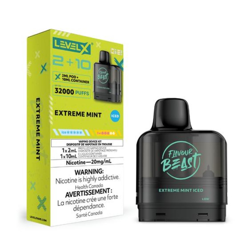 [Vape Pods] Level X G2 Flavour Beast Pod 2+10mL – Extreme Mint Iced