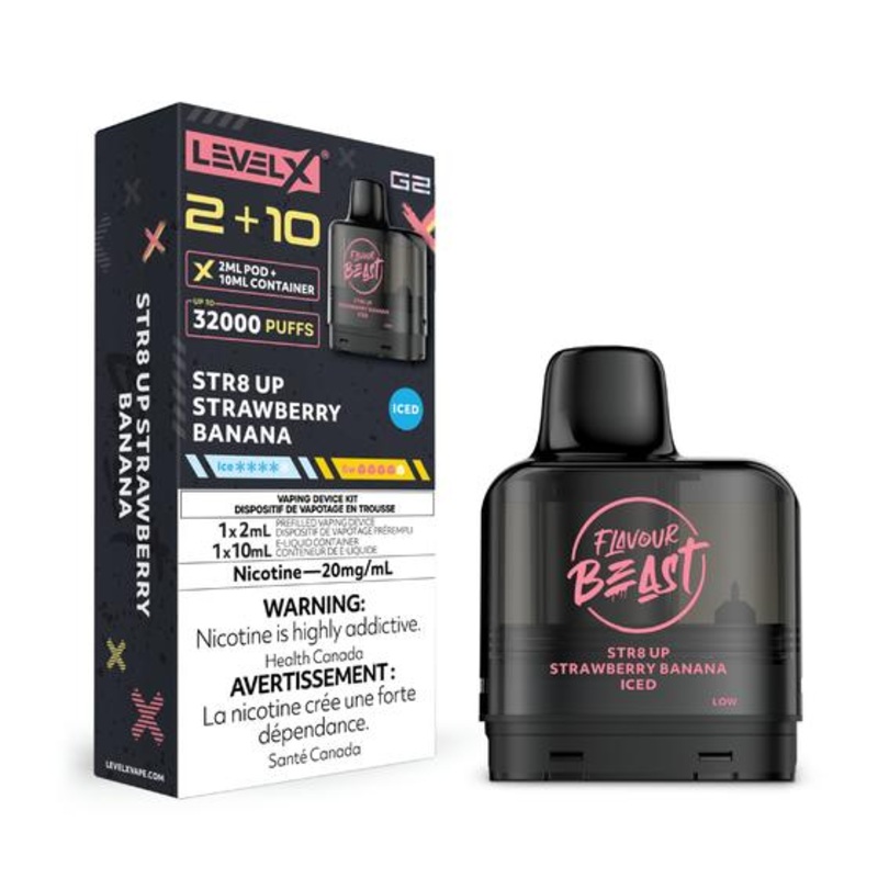 [Vape Pods] Level X G2 Flavour Beast Pod 2+10mL – Str8 Up Strawberry Banana Iced