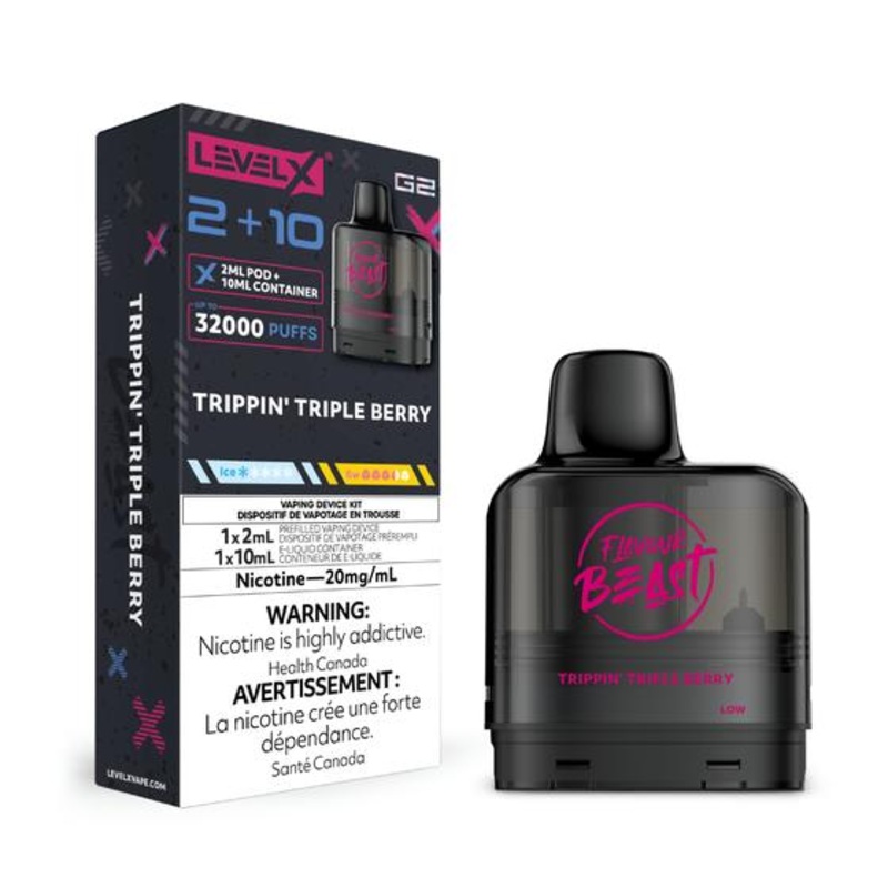 [Vape Pods] Level X G2 Flavour Beast Pod 2+10mL – Trippin’ Triple Berry