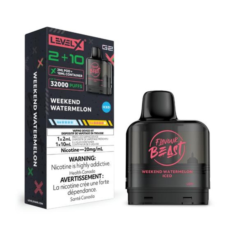 [Vape Pods] Level X G2 Flavour Beast Pod 2+10mL – Weekend Watermelon Iced