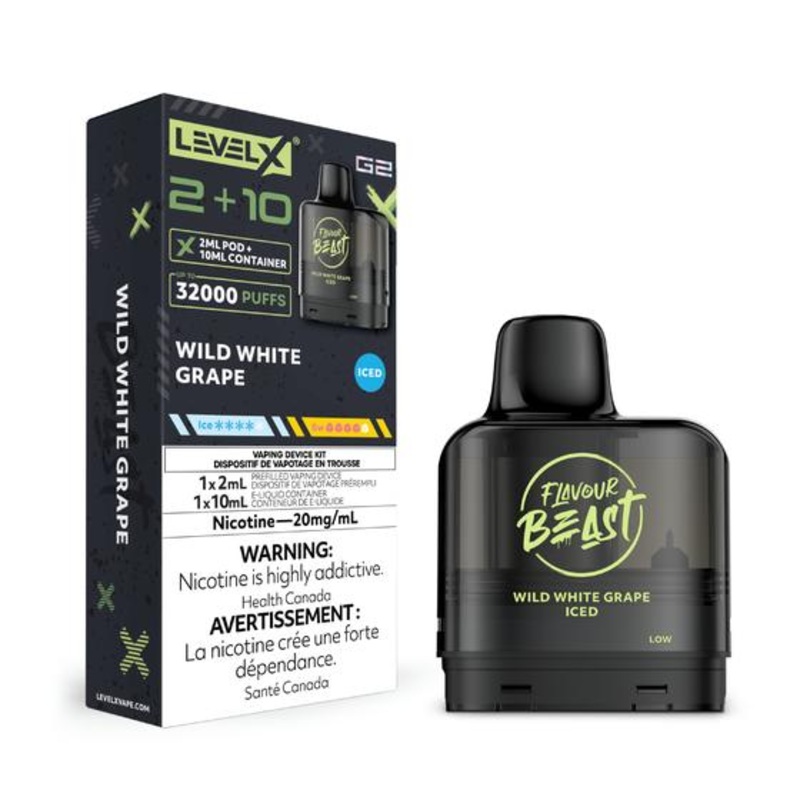 [Vape Pods] Level X G2 Flavour Beast Pod 2+10mL – Wild White Grape Iced