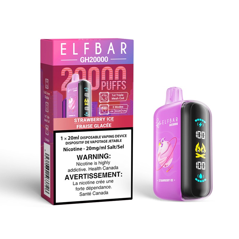 Strawberry Ice by Elfbar GH20K (20000 Puff) 20mL – Disposable Vape [ON]