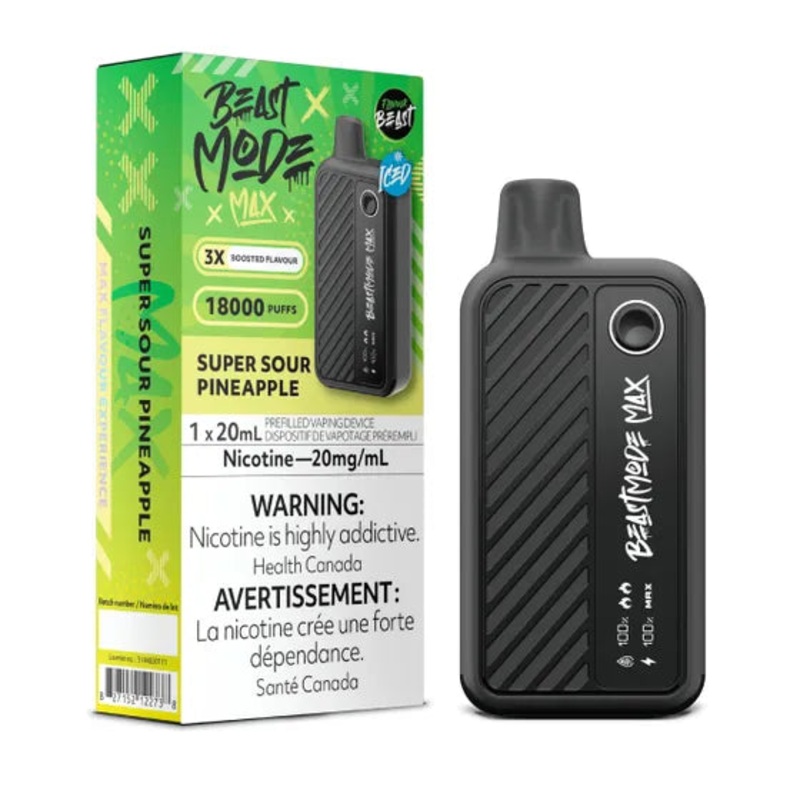 Super Sour Pineapple Iced by Flavour Beast Max 18000 Puff 20ml – Disposable Vape [ON]